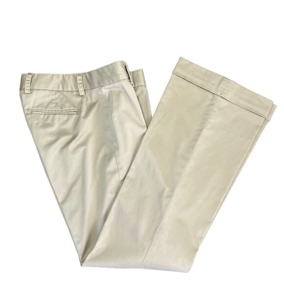 J. Crew Stretch City Fit Khaki Wide Leg Cuffed Pants Sz 4 Career Wear Office - Picture 6 of 7
